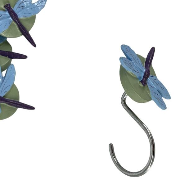 Dragonfly Accent Shower Curtain Rings Hooks Nature Inspired Bath Decor - Picture 10 of 11